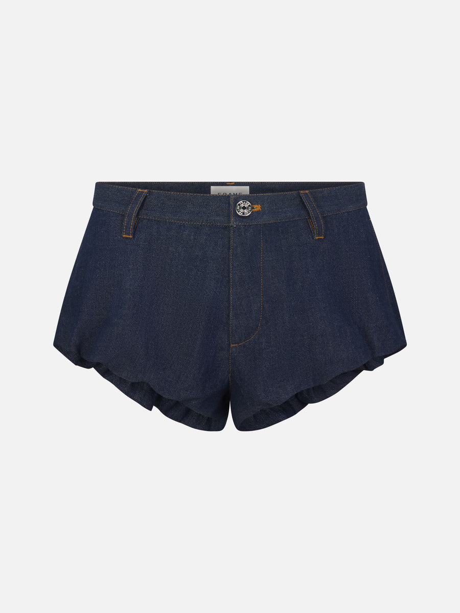 Denim short front pack shot