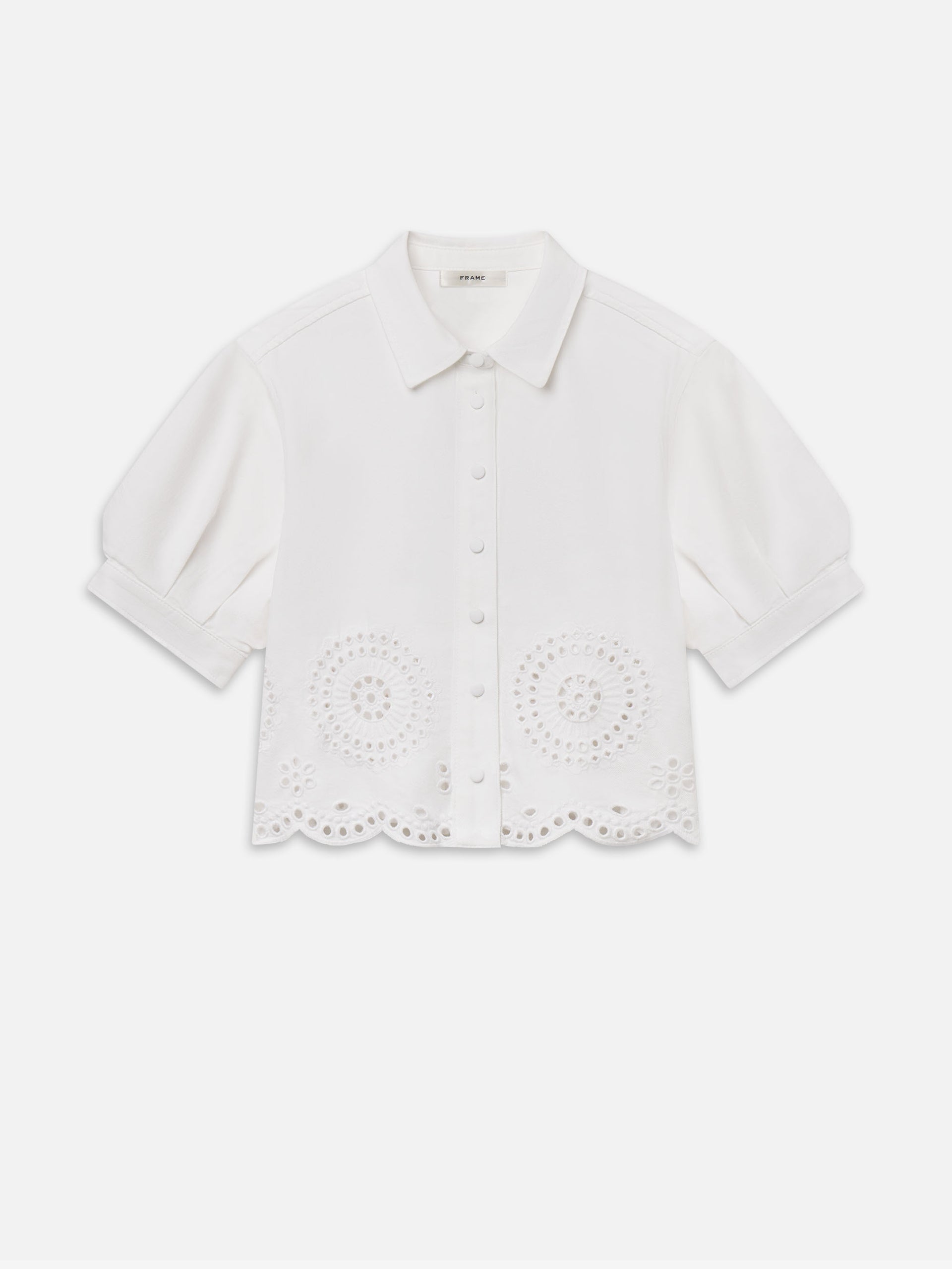 The Eyelet Billow Sleeve Shirt -- White