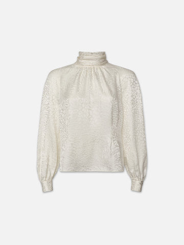 Foldover Mock Neck Blouse in Off White – FRAME