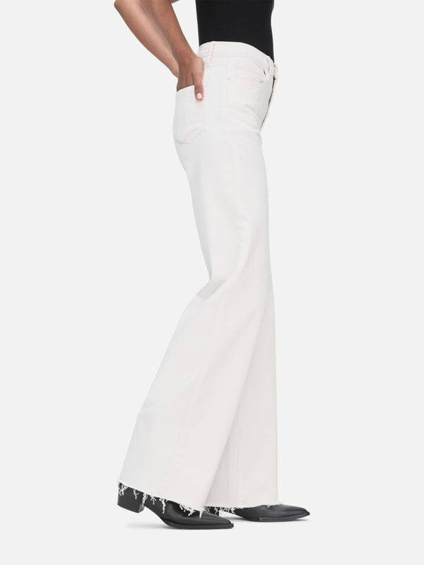 Coloured Denim Short Wide Leg Jean in Natural