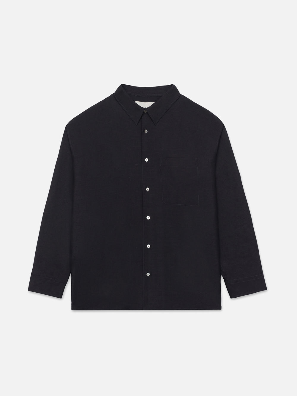 wool blend relaxed shirt -- dark navy front packshot image