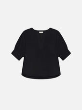 V-Neck Popover Top -- Black