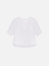 V-Neck Popover Top -- White