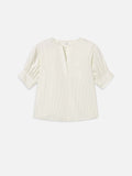 The V-Neck Popover Top -- Cream Multi