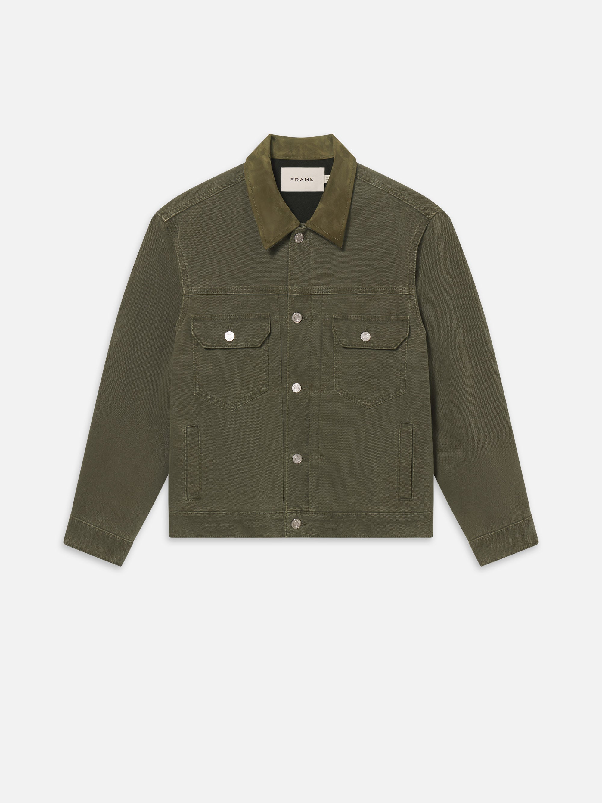 CANVAS TRUCKER JACKET ANTIQUE DARK OLIVE