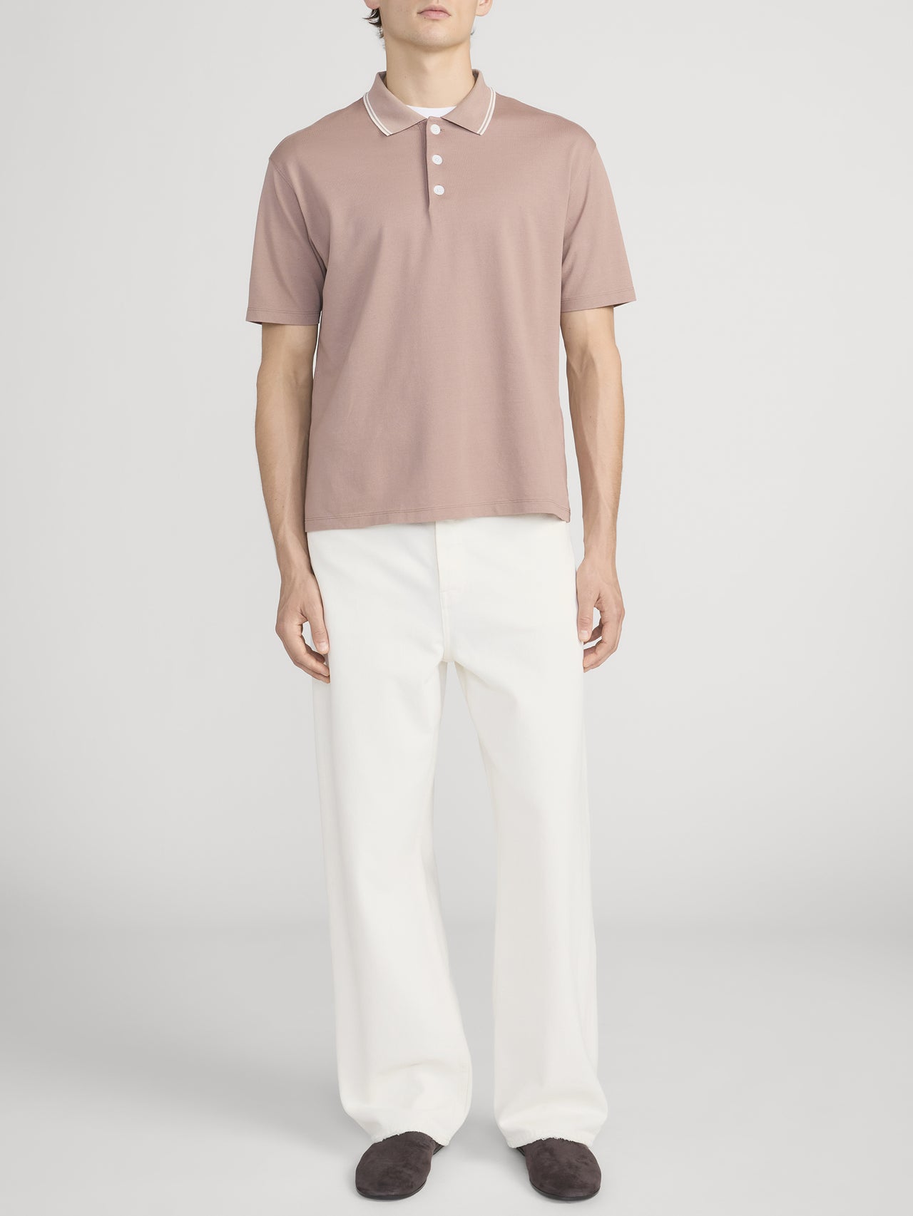 Light Pique Polo -- Smoky Mauve