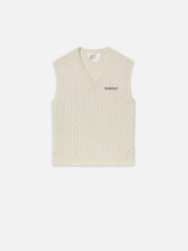 Sotheby's Unisex Cable Sweater Vest -- Cream
