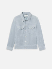 Suede Trucker Jacket -- Smoky Blue