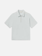 Half Zip Pique Polo -- Pale Blue