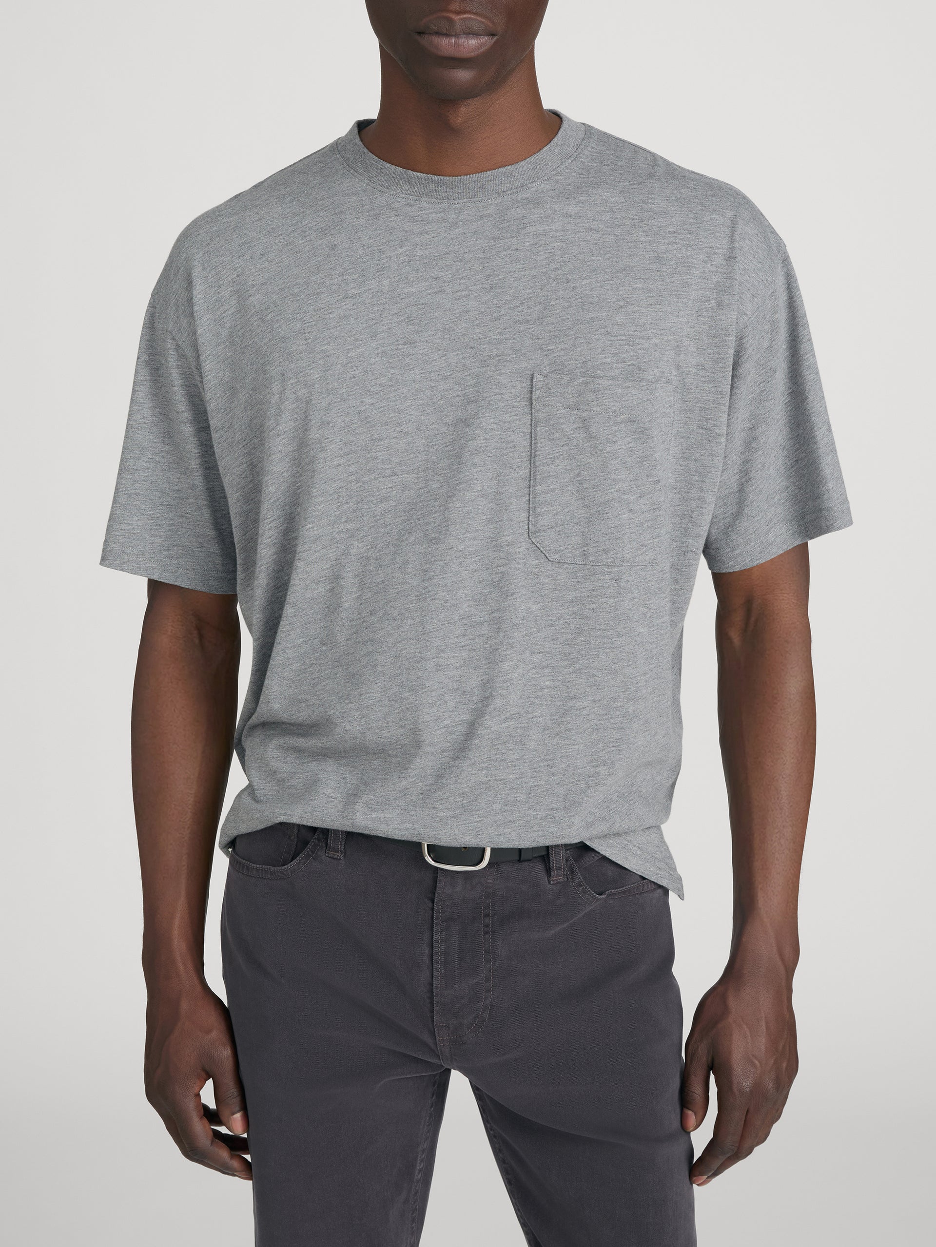 Relaxed Pocket Tee -- Light Grey Melange