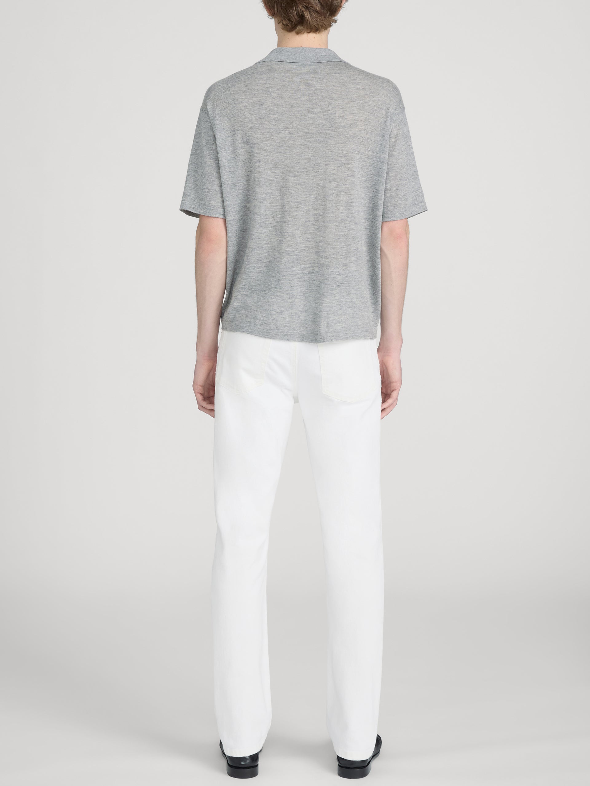 Superfine Polo Sweater -- Light Grey Melange