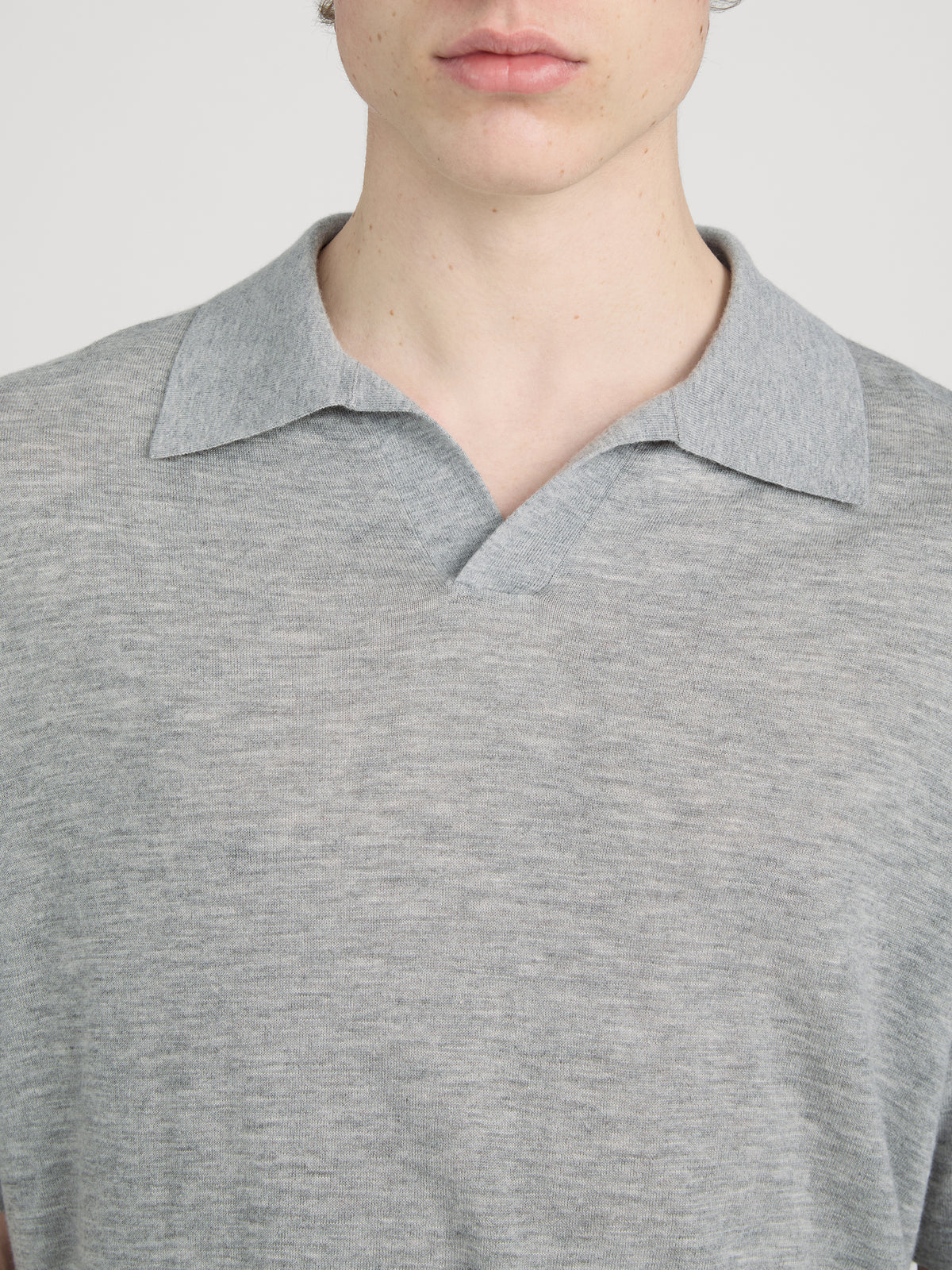 Superfine Polo Sweater -- Light Grey Melange