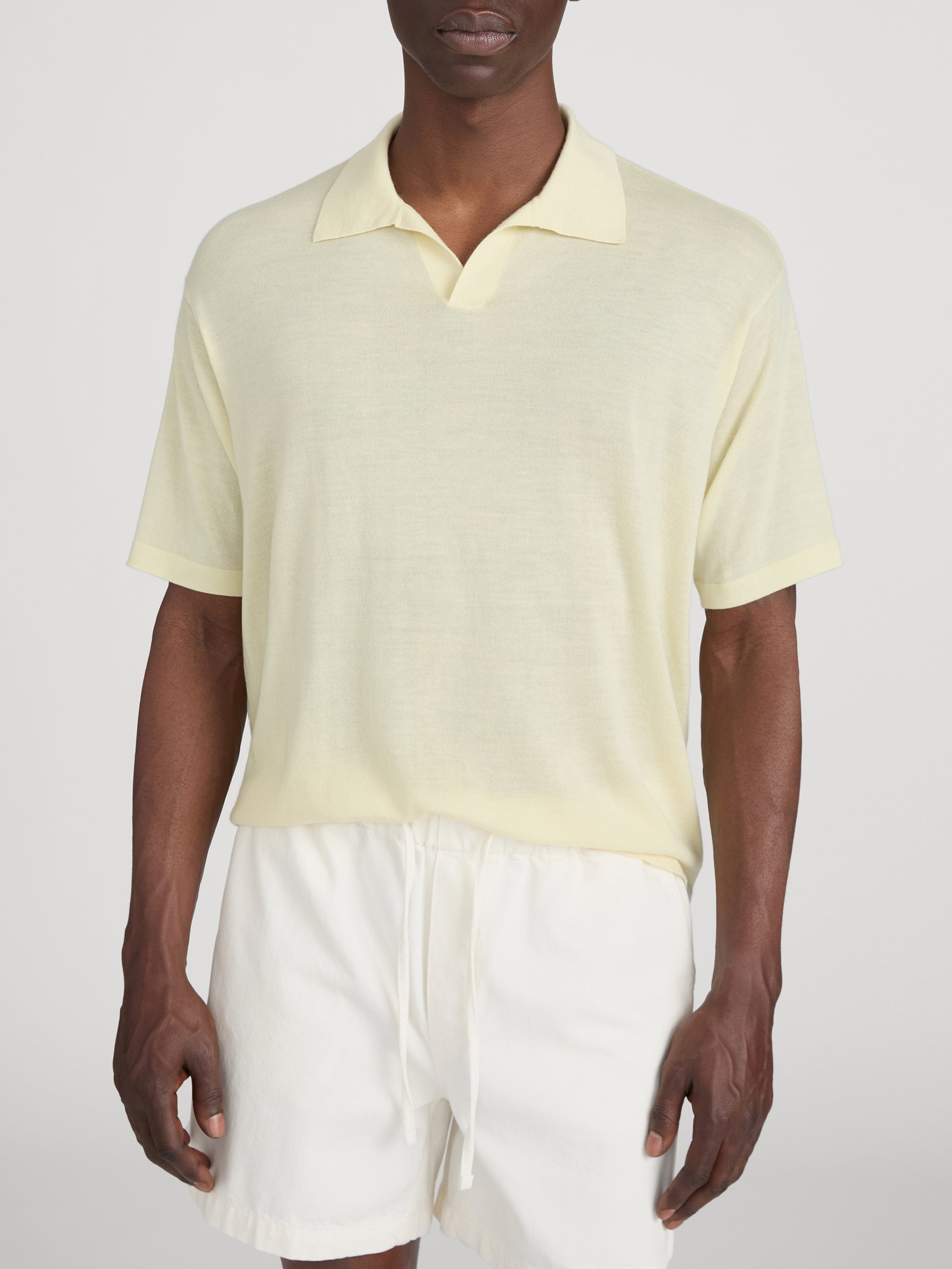 Superfine Polo Sweater -- Pale Yellow