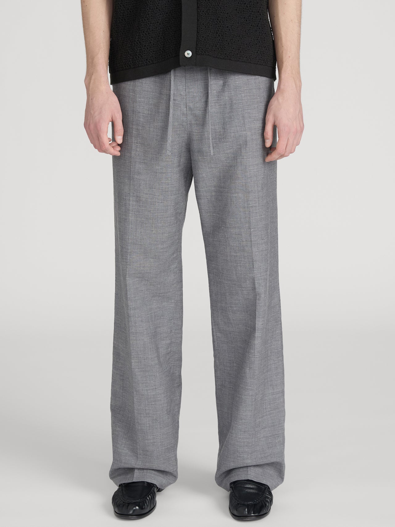 Easy Wide Leg Trousers -- Grey Melange