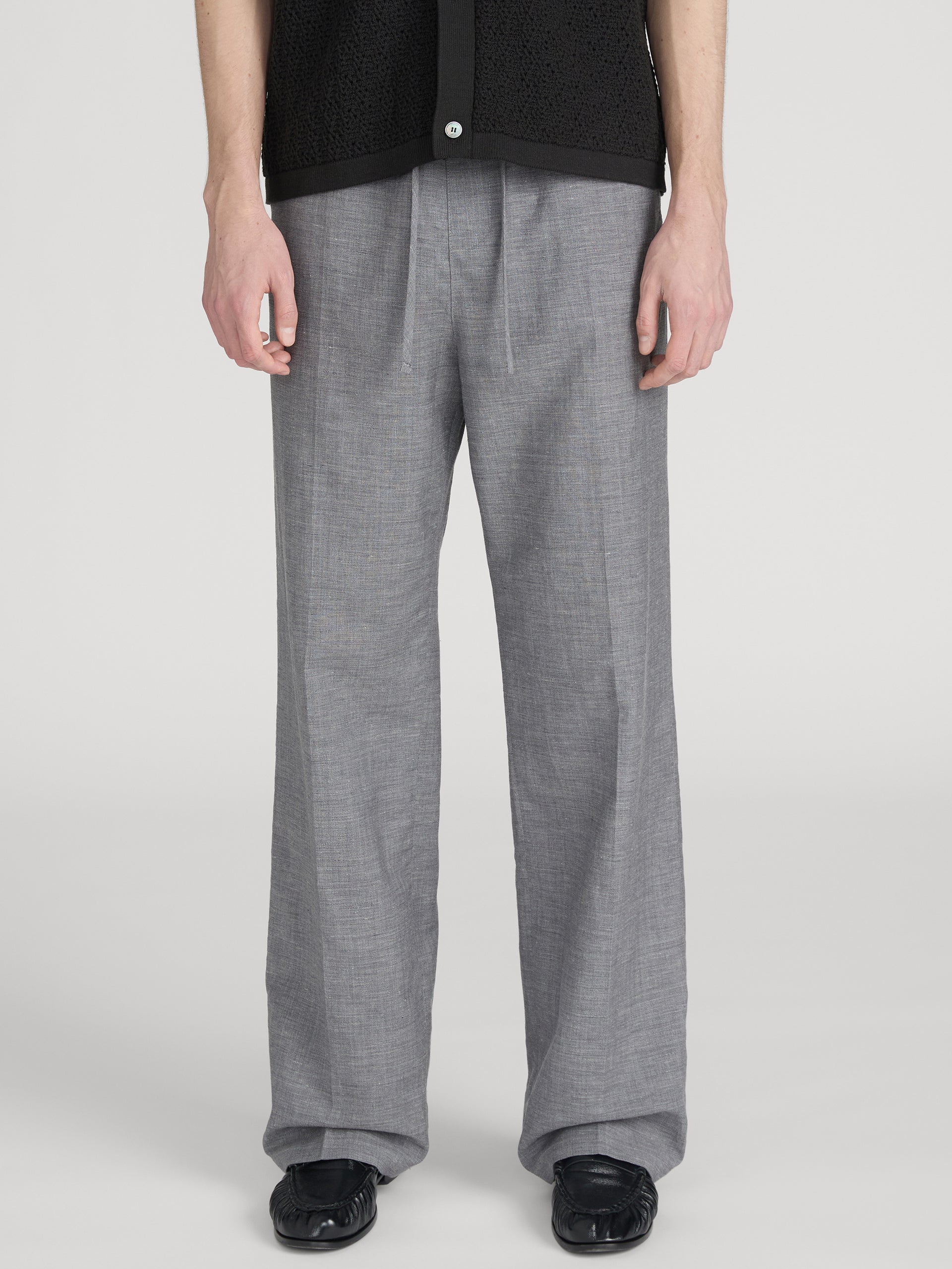 Easy Wide Leg Trousers -- Grey Melange