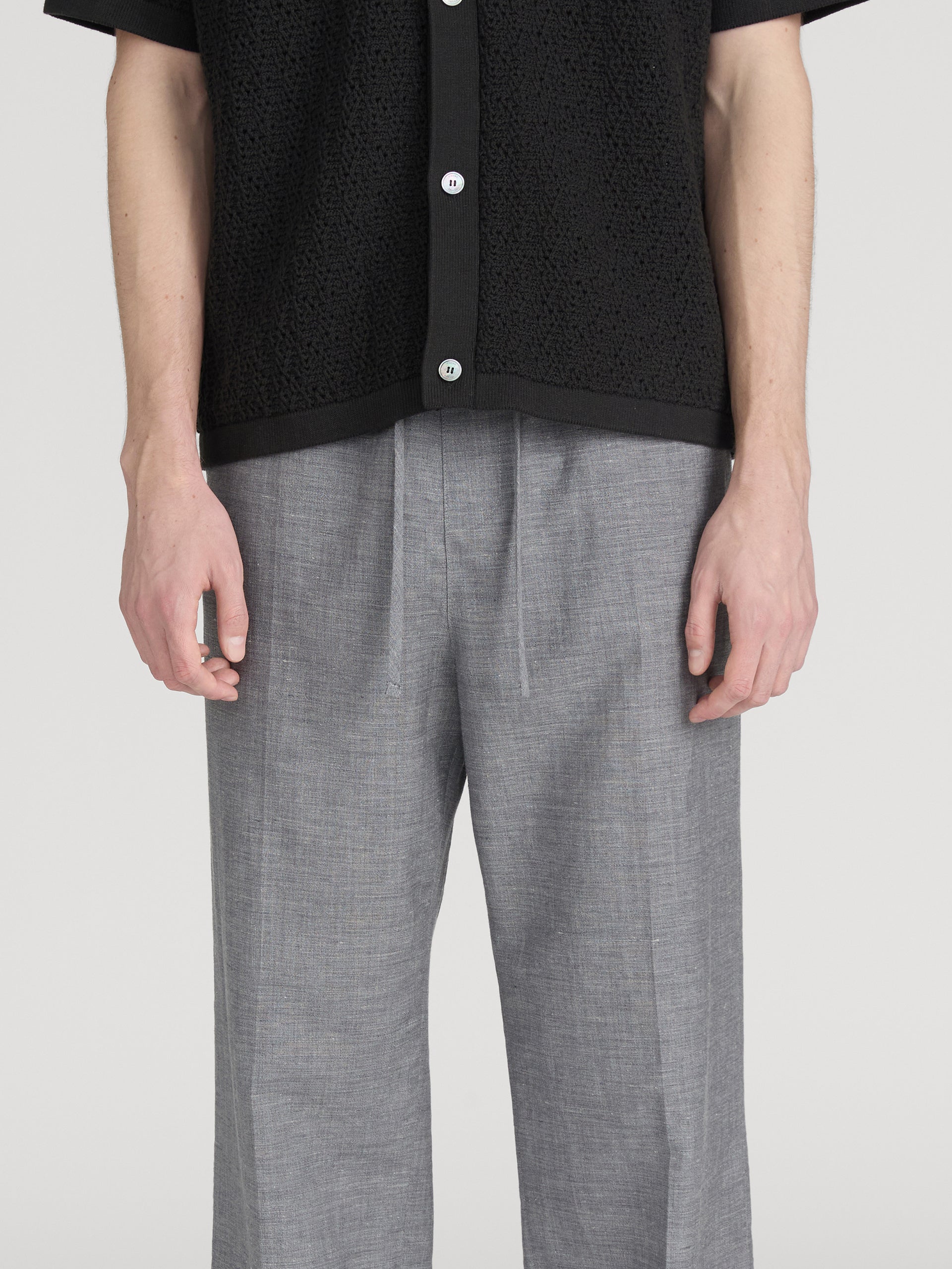 Easy Wide Leg Trousers -- Grey Melange