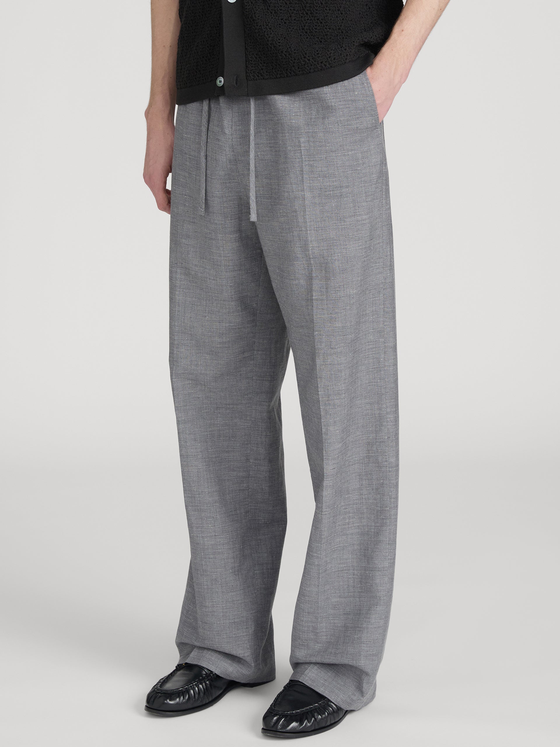 Easy Wide Leg Trousers -- Grey Melange