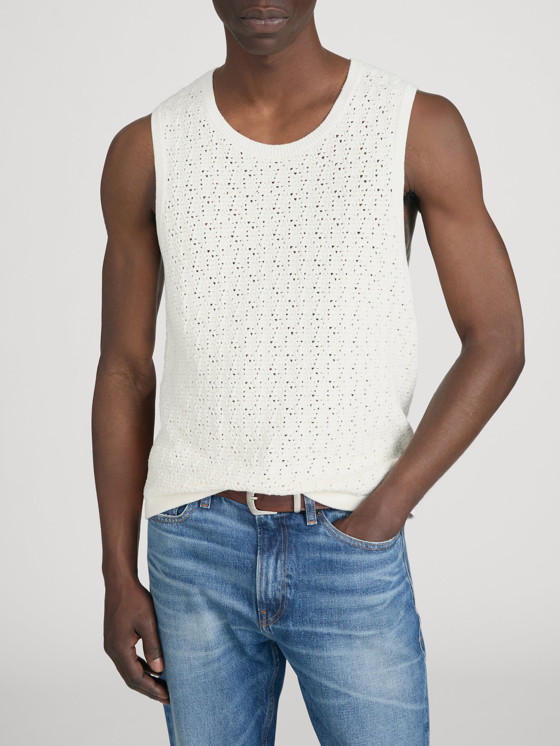 Open Stitch Tank -- Off White