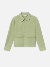 Suede Trucker Jacket -- Soft Pistachio