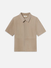 Short Sleeve Suede Shirt -- Dusty Beige