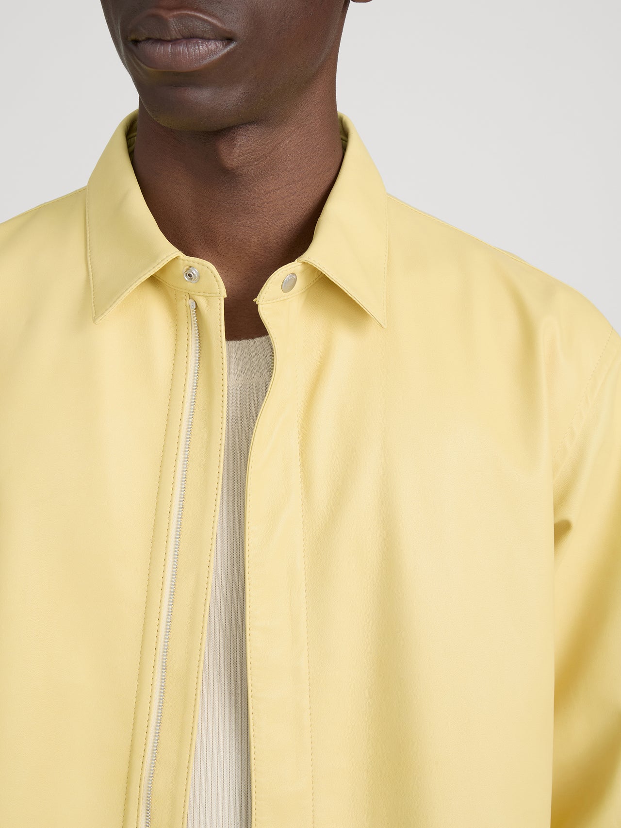 Leather Zip-Up Shirt -- Bold Yellow