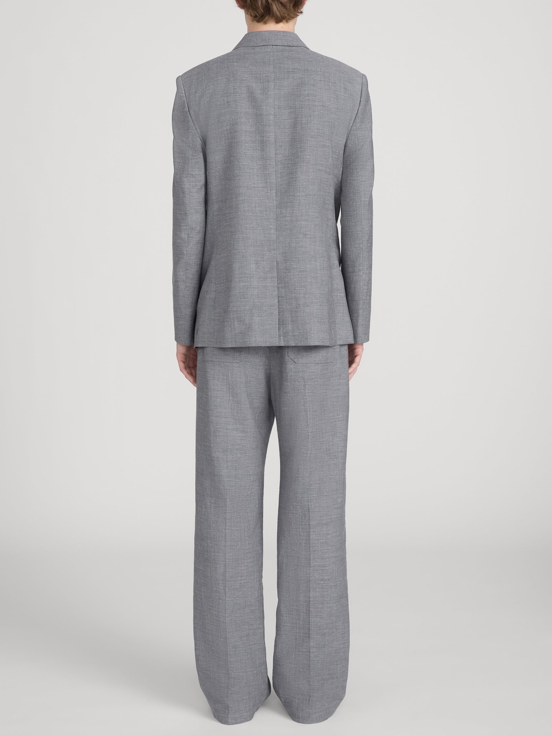 Unlined Double Breasted Blazer -- Grey Melange
