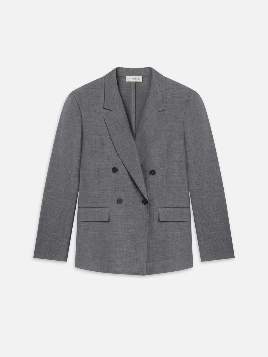 Unlined Double Breasted Blazer -- Grey Melange