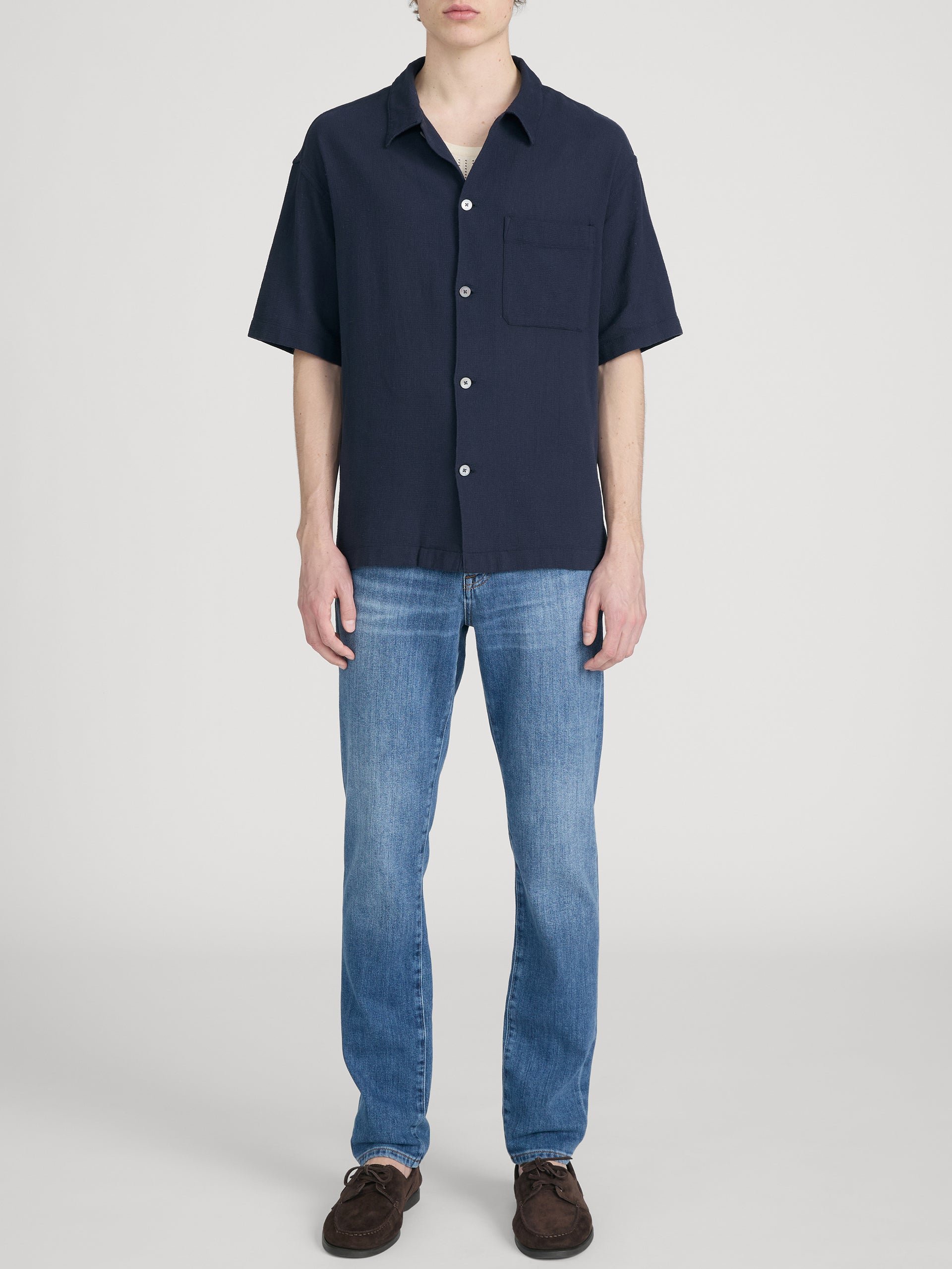 Textured S/S Shirt -- Navy