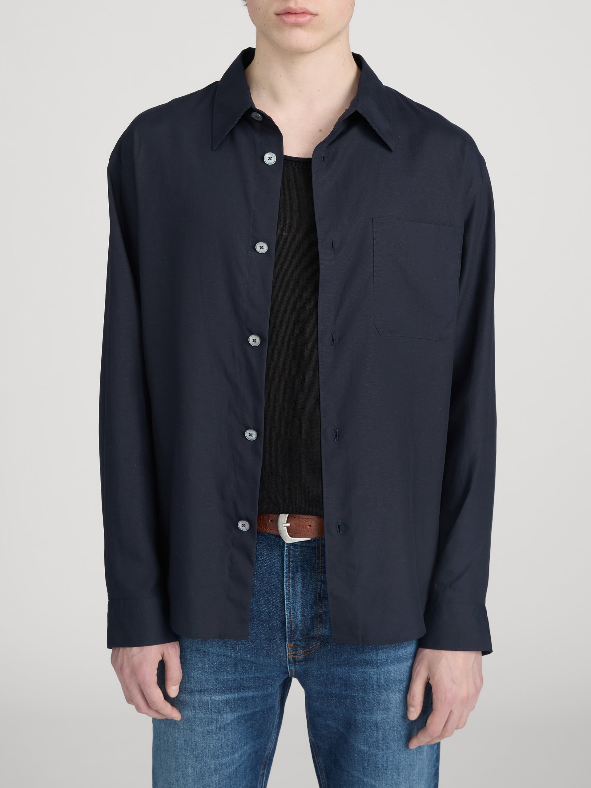 Linen Shirt -- Dark Navy