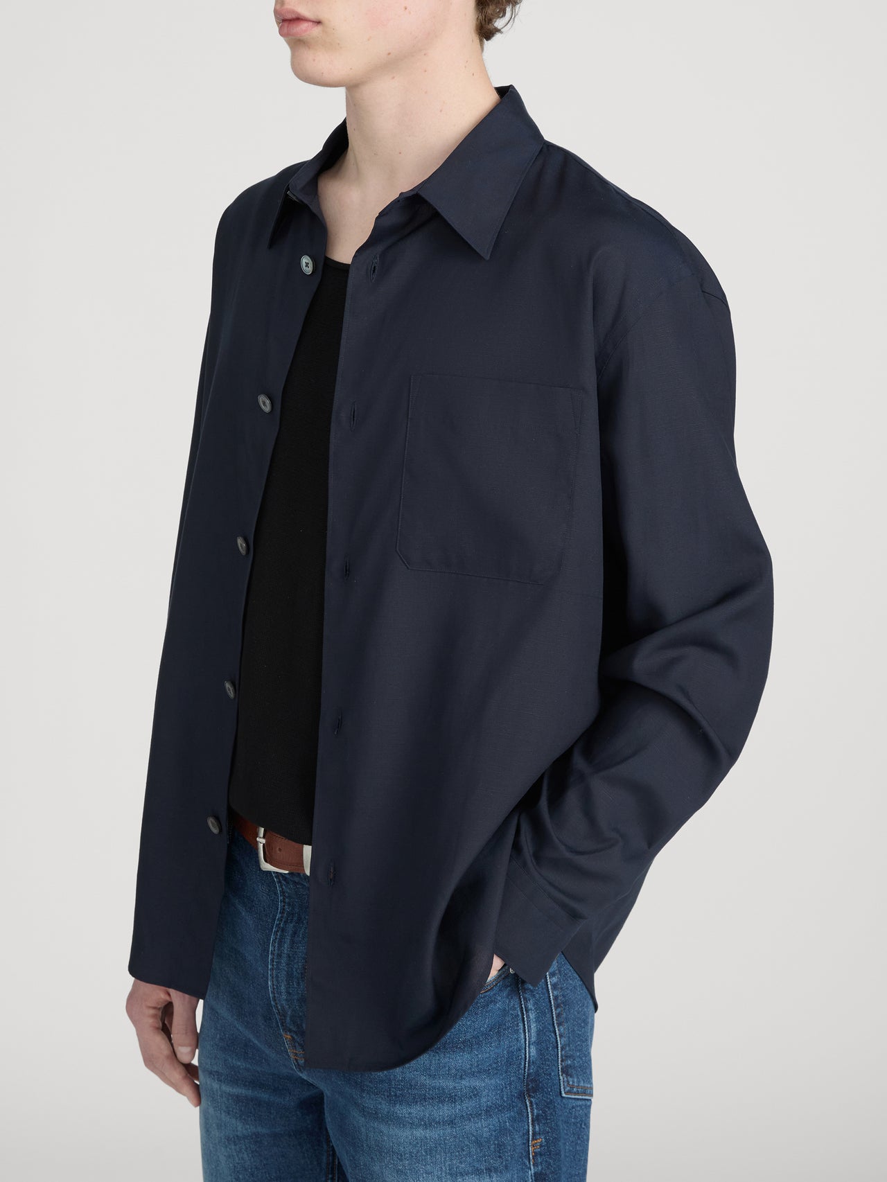 Linen Shirt -- Dark Navy