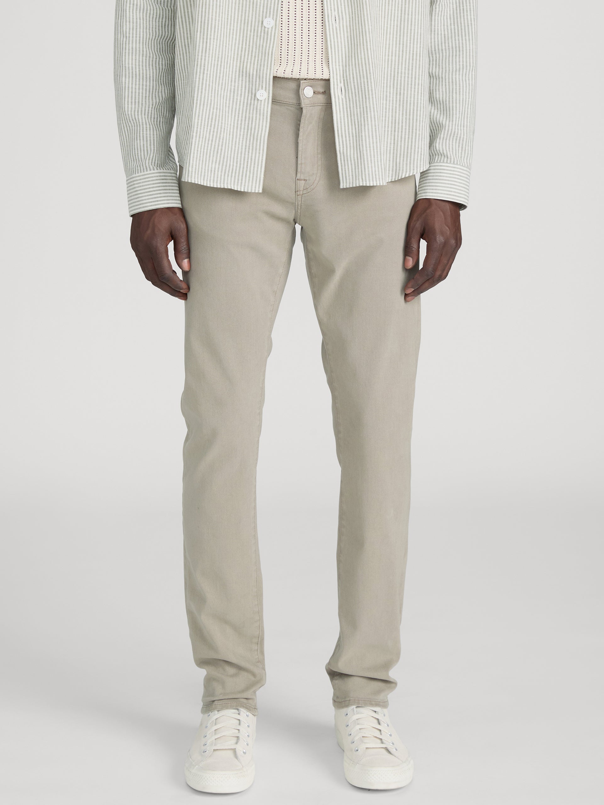 L'Homme Slim Brushed Twill -- Stone Grey