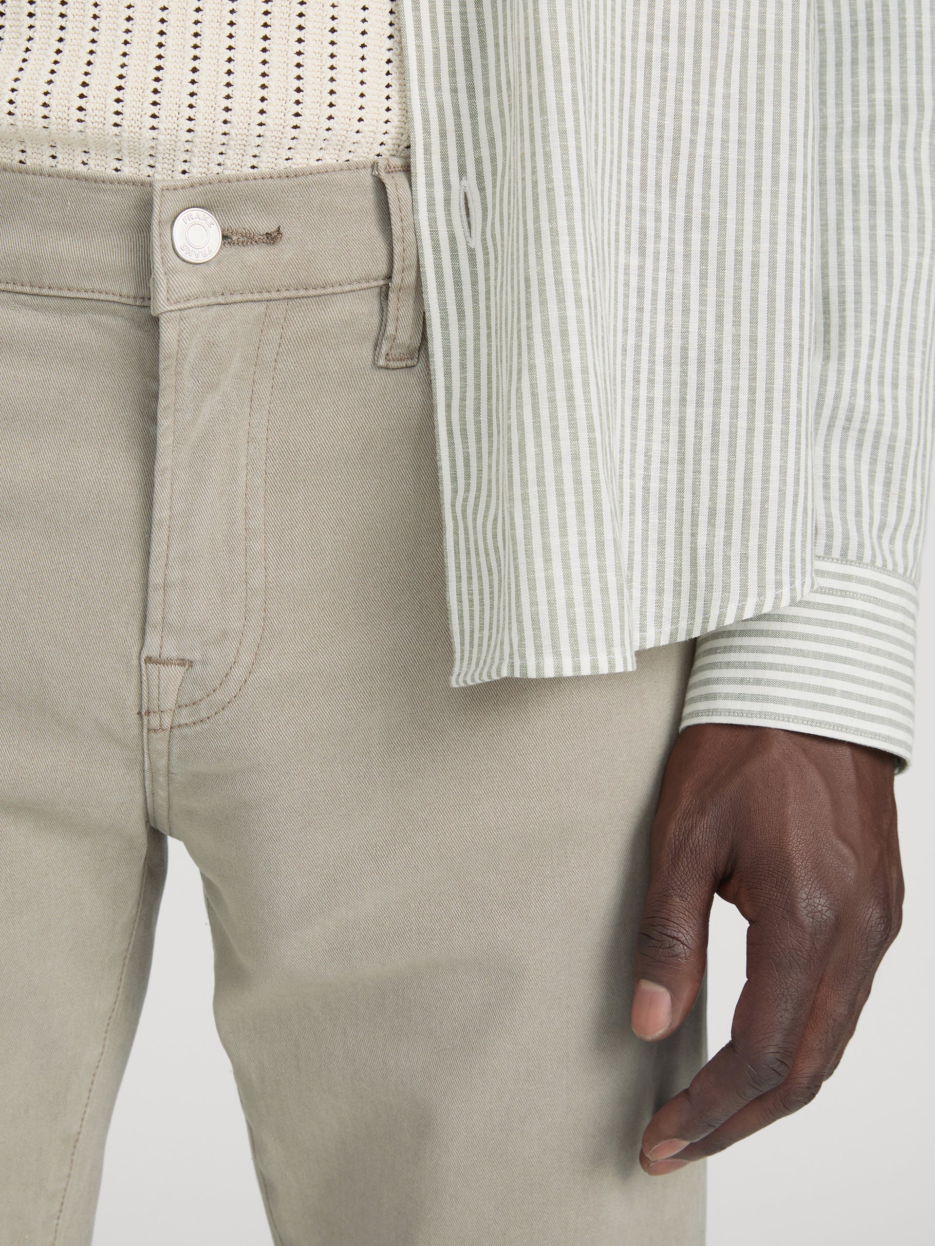 L'Homme Slim Brushed Twill -- Stone Grey