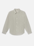 Linen Blend Stripe Shirt -- Khaki Ecru Stripe