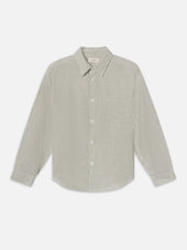 Linen Blend Stripe Shirt -- Khaki Ecru Stripe