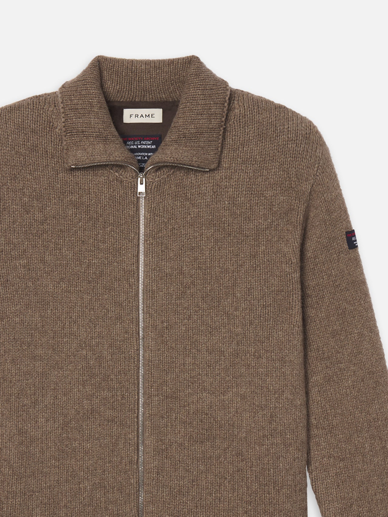 The Society Archive Zip-Up Cardigan Sweater -- Mocha