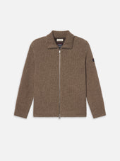 The Society Archive Zip-Up Cardigan Sweater -- Mocha