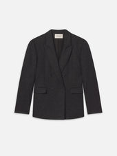Pinstripe Wool Blazer -- Dark Grey