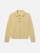 Boiled Wool Polo Sweater -- Old Yellow