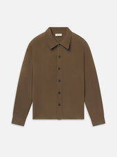Boiled Wool Shirt Sweater -- Brown Olive