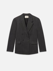 Tweed Double Breasted Blazer -- Grey Stripe