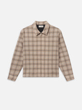 Plaid Zip Overshirt -- Brown Plaid