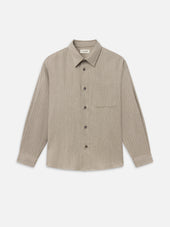 Wool Blend Stripe Shirt -- Warm Beige