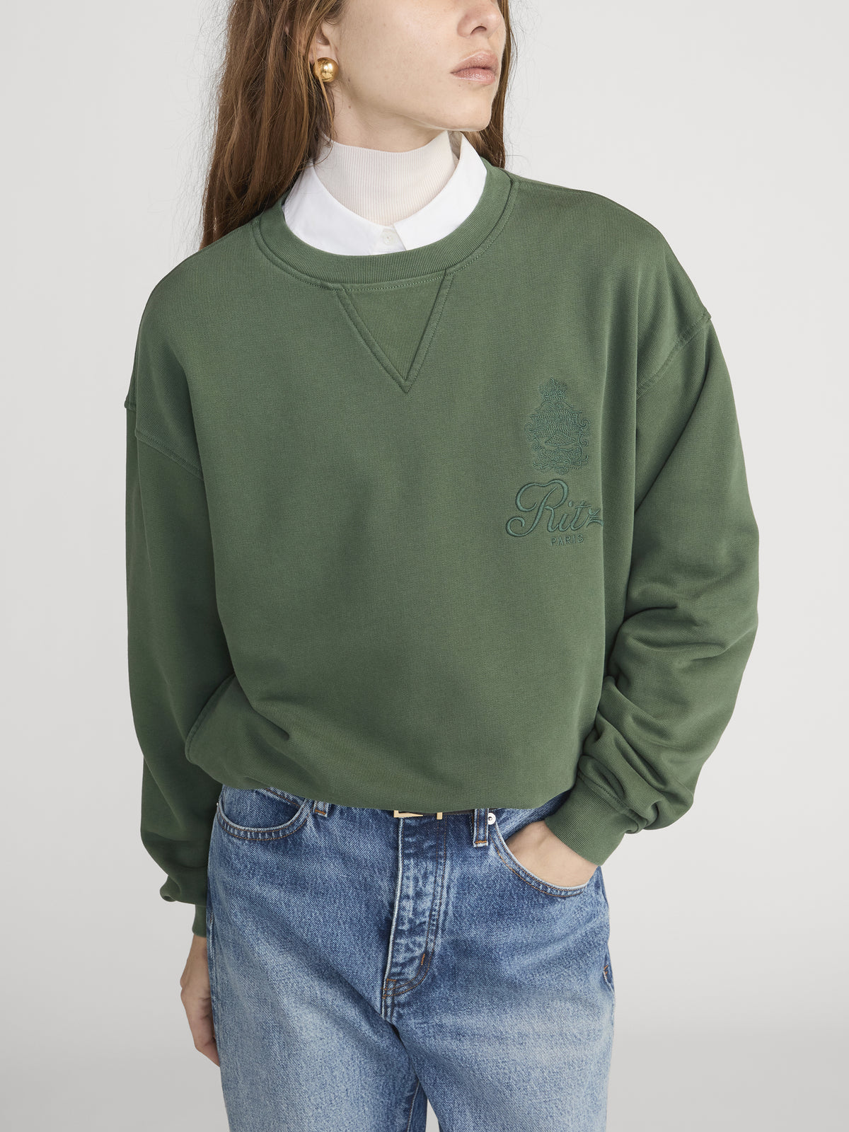 Ritz Crewneck Detail Front On Model