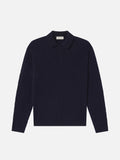 Cable Polo Sweater -- Dark Navy
