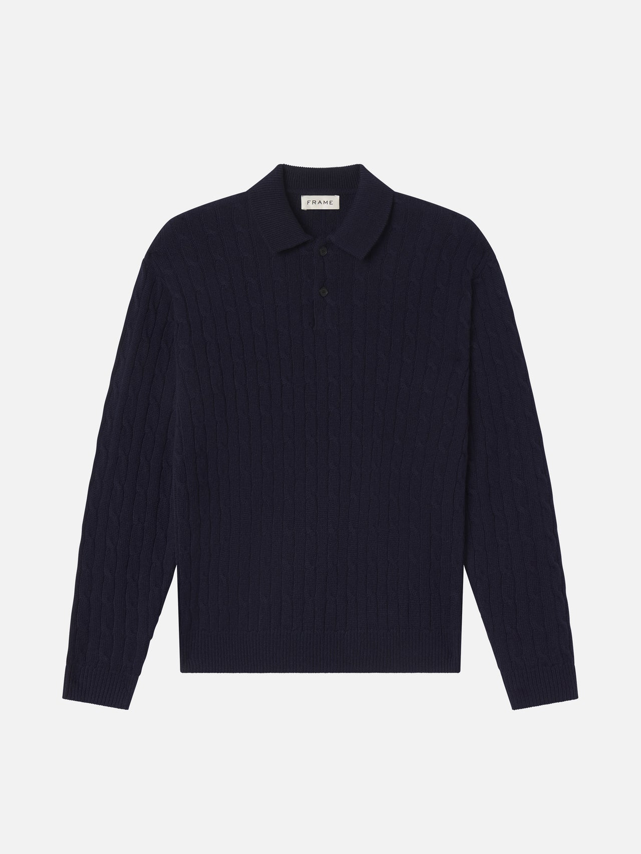 Cable Polo Sweater -- Dark Navy