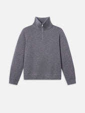 Zip Up Wool Sweater -- Grey Melange
