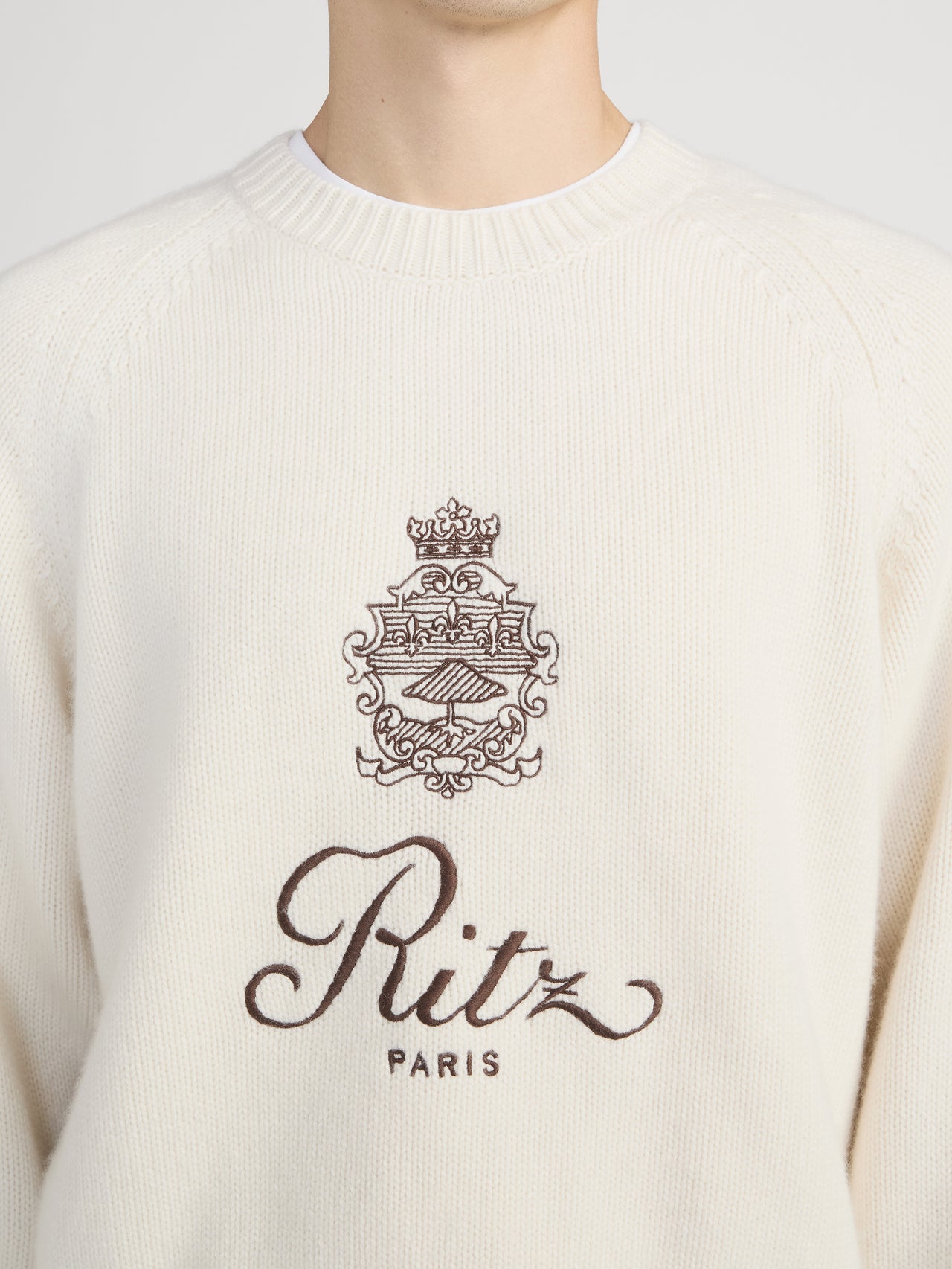 Ritz Sweater Front Detail Shot On Model