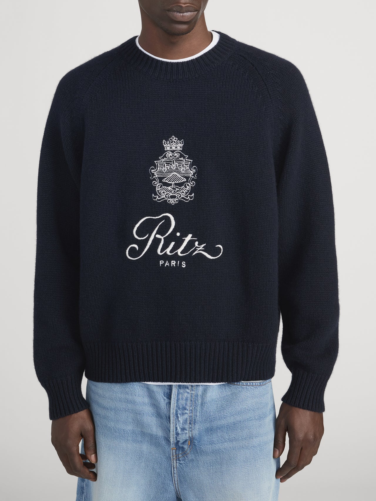Ritz Sweater Front Detail On Model