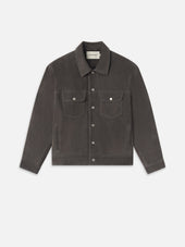 Suede Trucker Jacket -- Dark Grey
