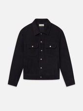 Suede Trucker Jacket -- Dark Navy